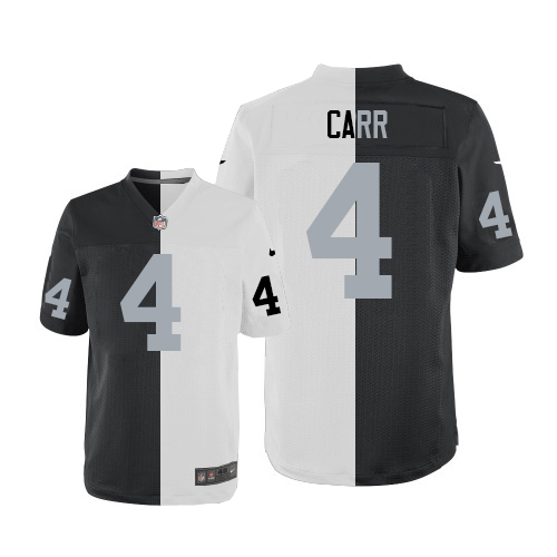 Men's Limited Derek Carr Nike Jersey Black/White - #4 Split Fashion NFL Oakland Raiders